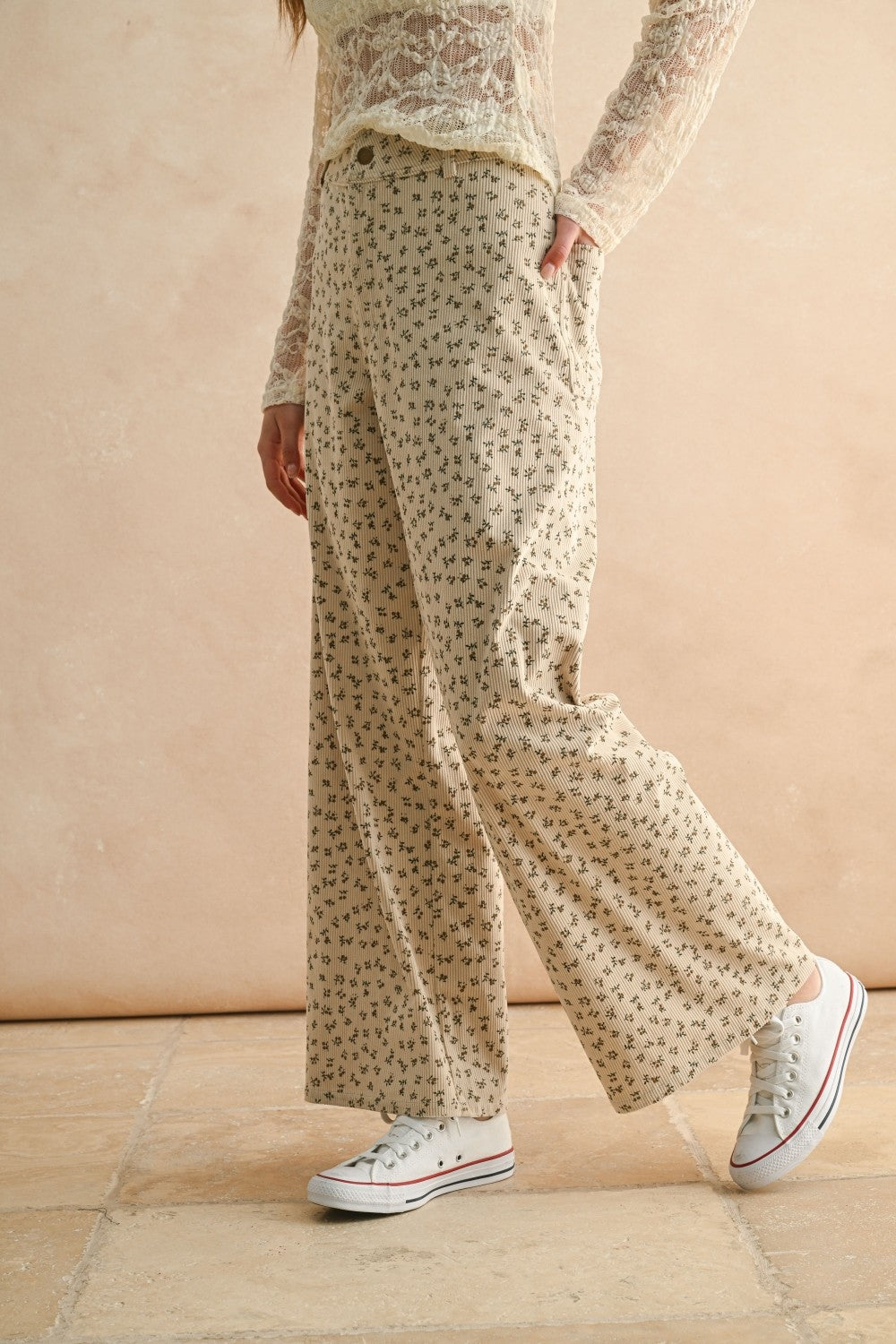 Florecitas Printed Corduroy Pants