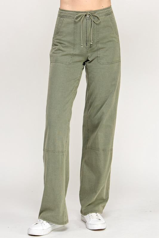 Knit Tie Cotton Cargo Pants