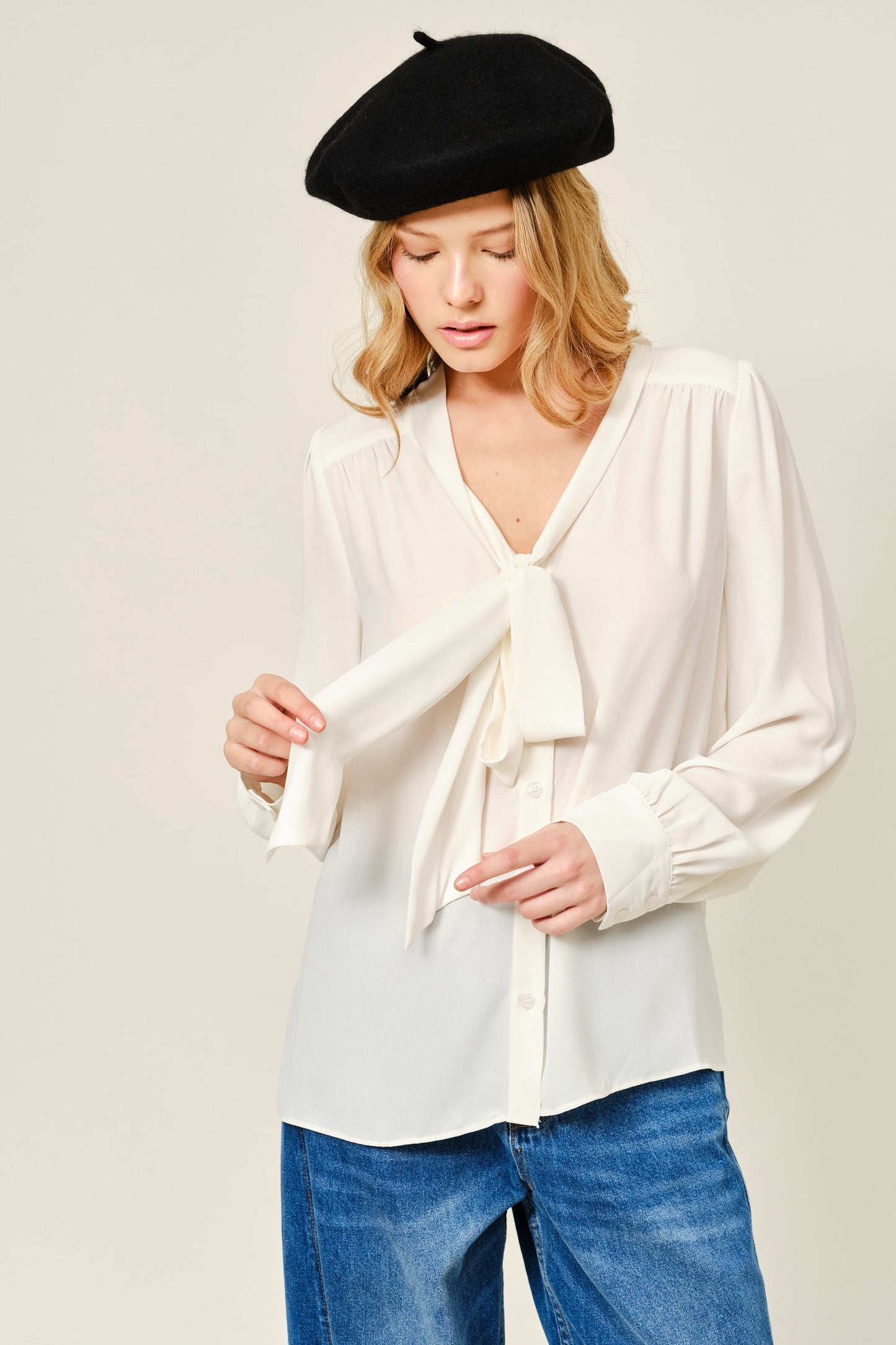 Emily Ribbon Shirring Blouse