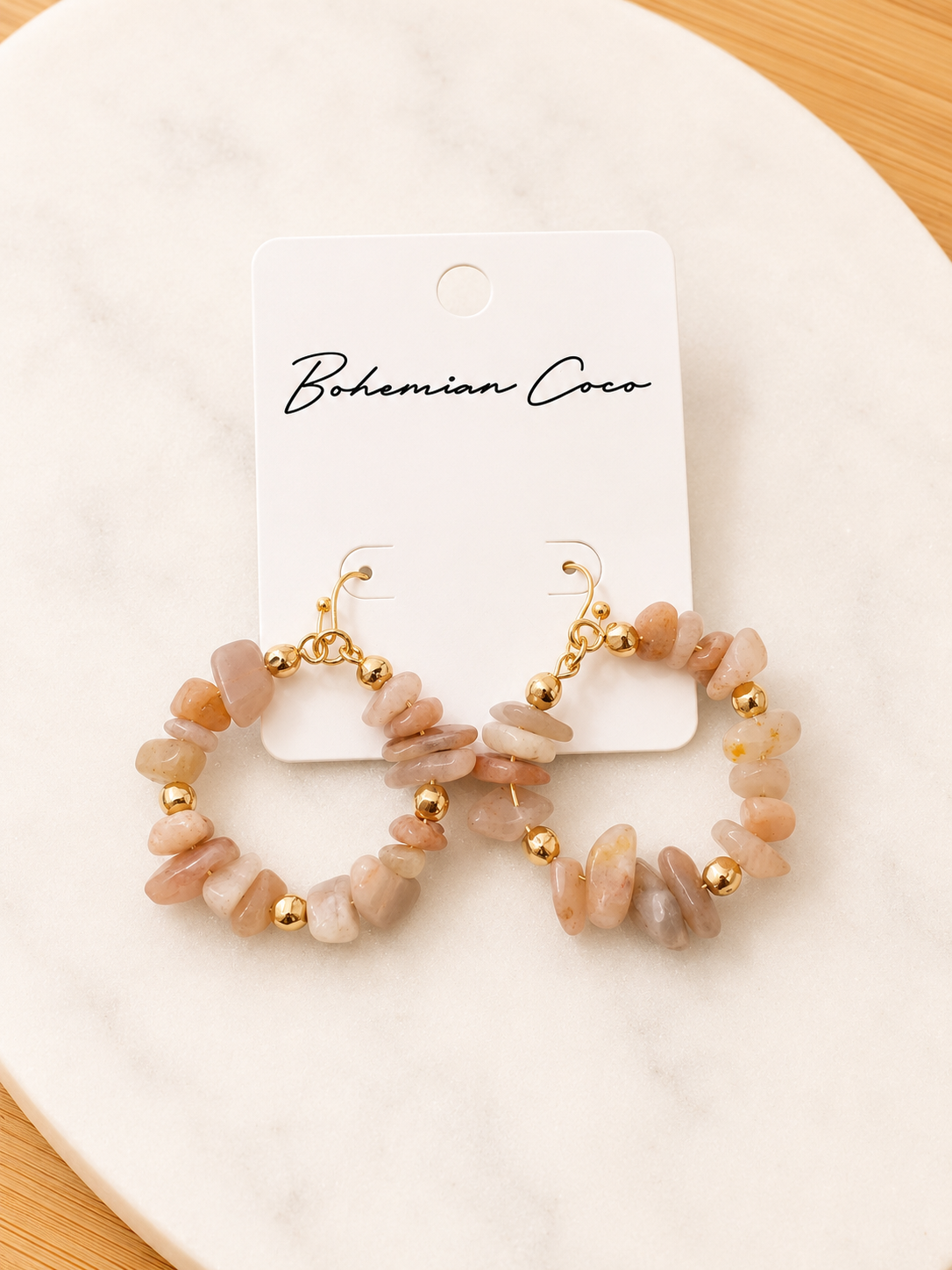 Stone Hoop Dangles