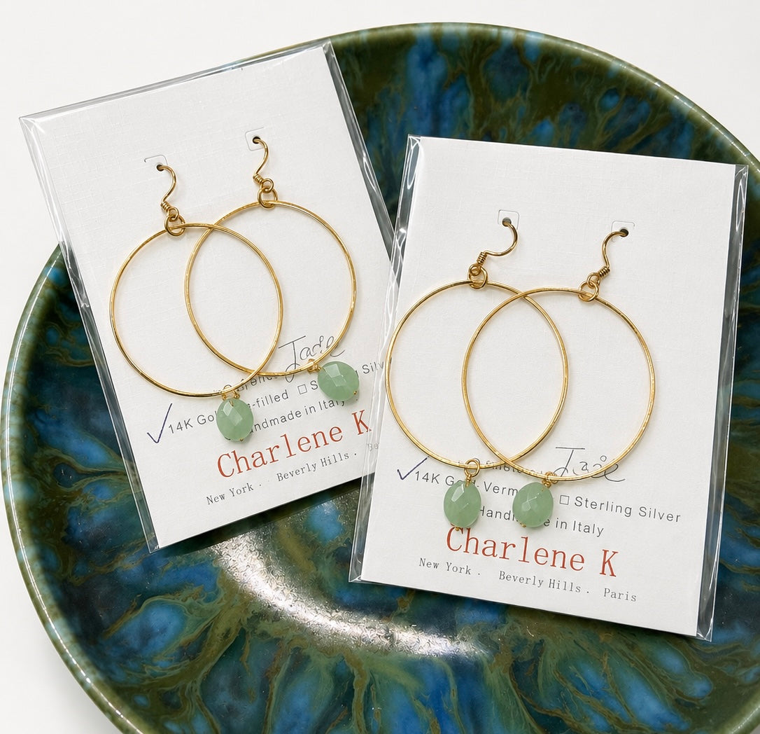 Jade Stone Hoop Earrings
