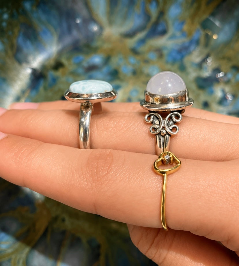 Jade Stone Sterling Silver Rings