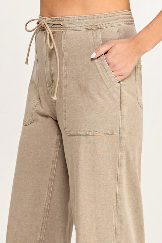 Knit Tie Cotton Cargo Pants