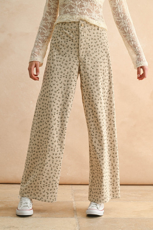 Florecitas Printed Corduroy Pants