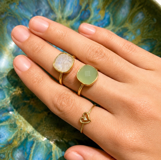 Jade Stone Gold Rings