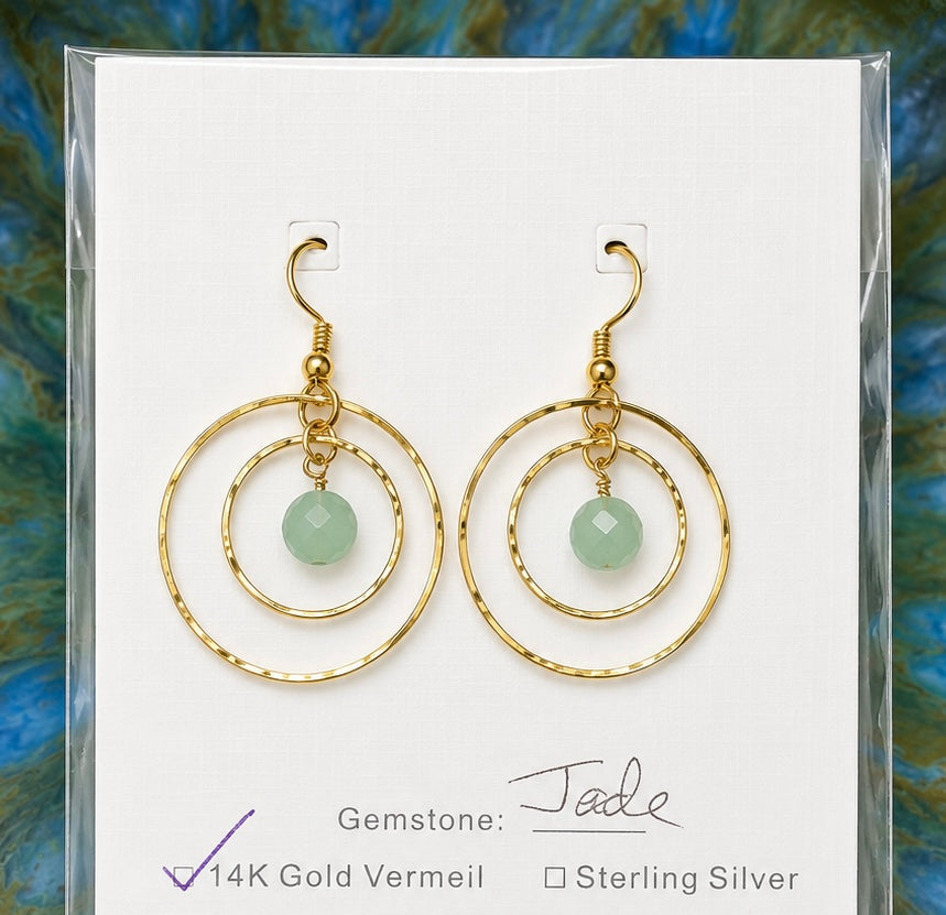 Jade Stone Double Hoops