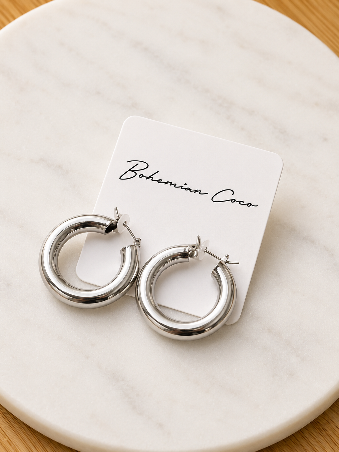 Halo Silver Hoops