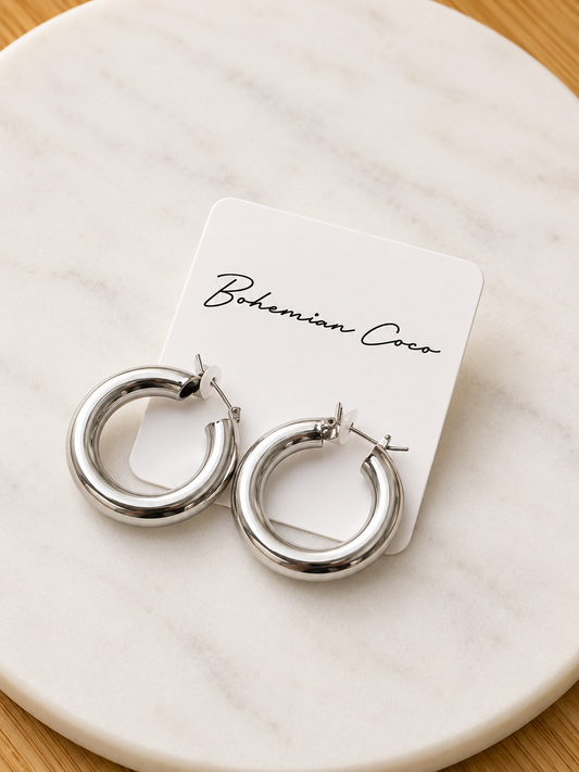 Halo Silver Hoops