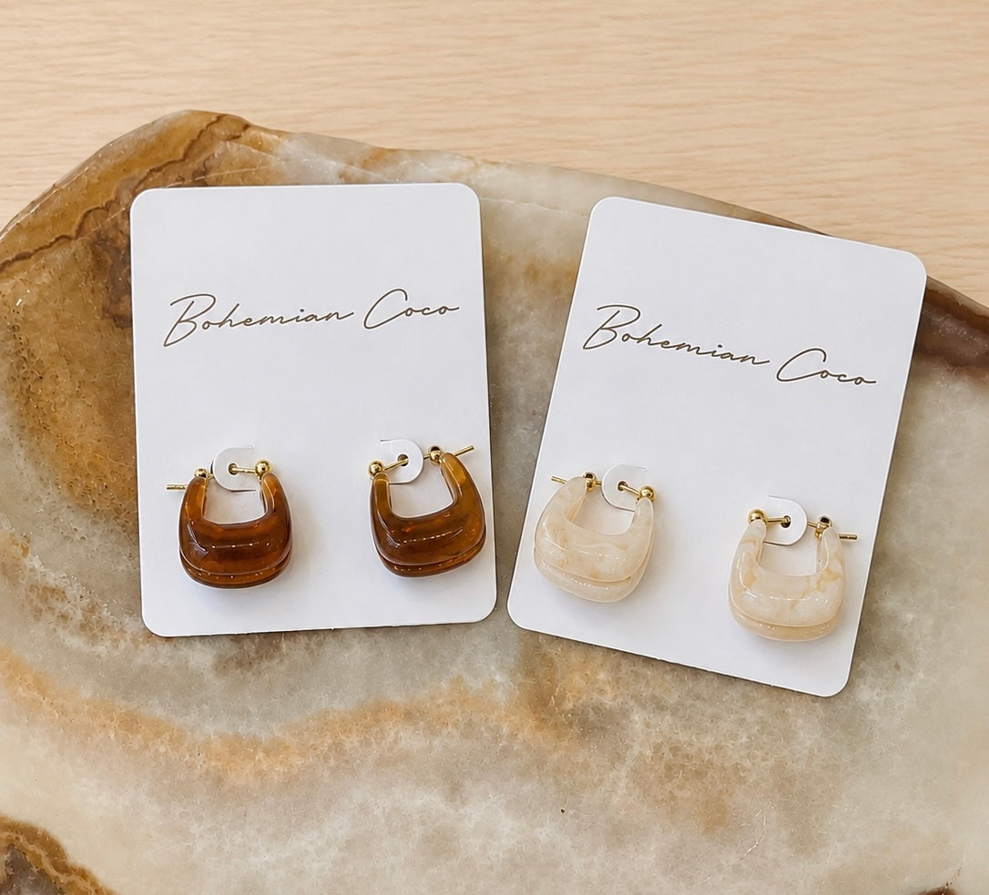 Honey Glow Hoop Resin Earrings