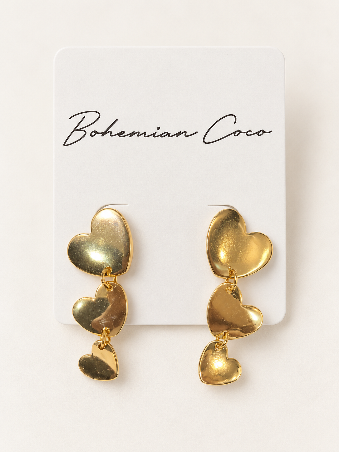 Amora Triple Heart Drop Earrings