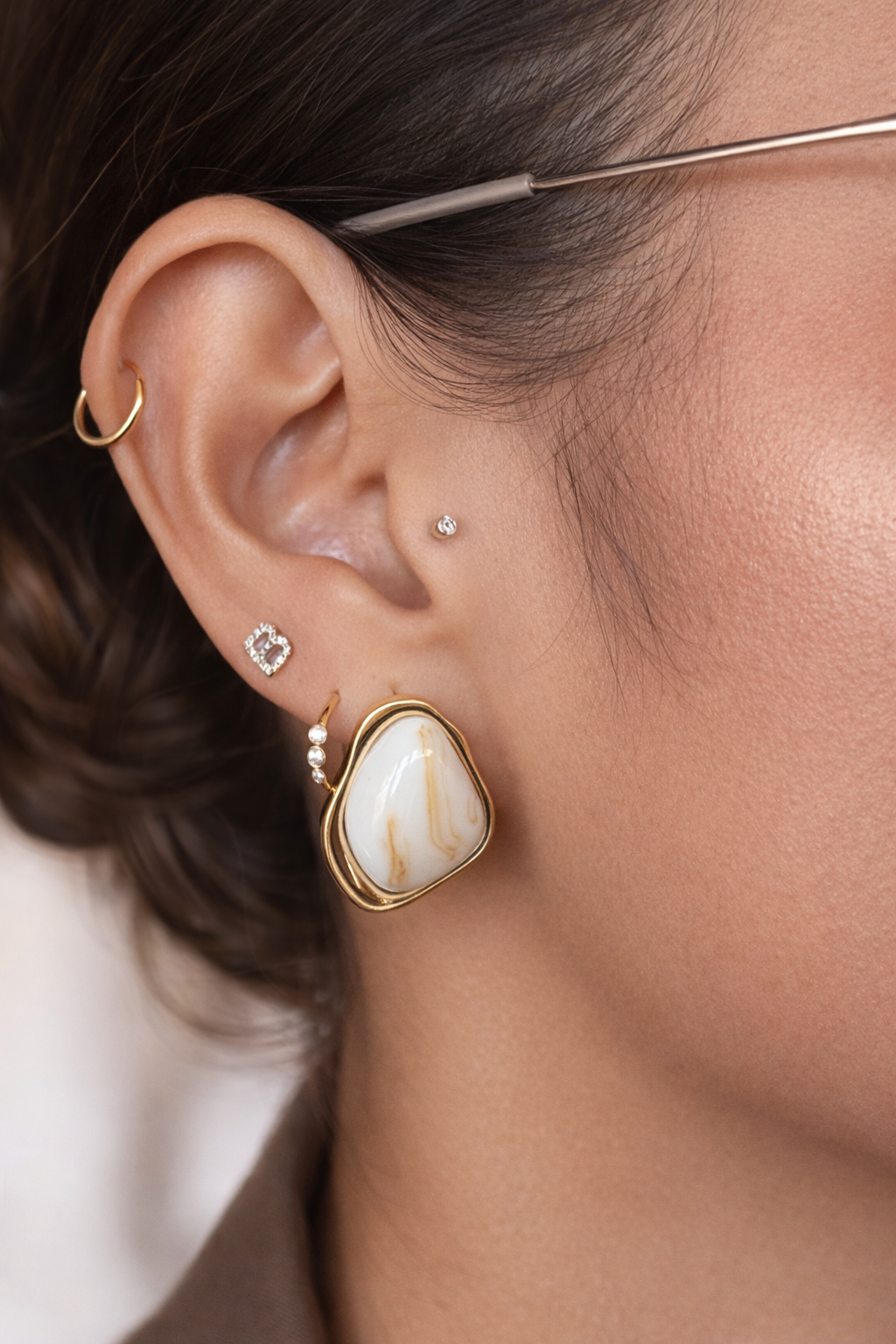 Ripple Effect Stone Stud Earrings