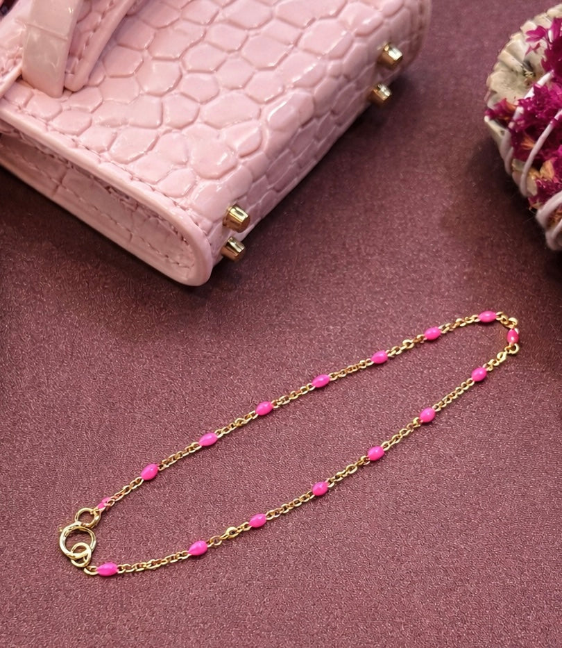 Pink Stone Enamel Bracelet