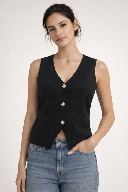 Sleek Black Chic Vest