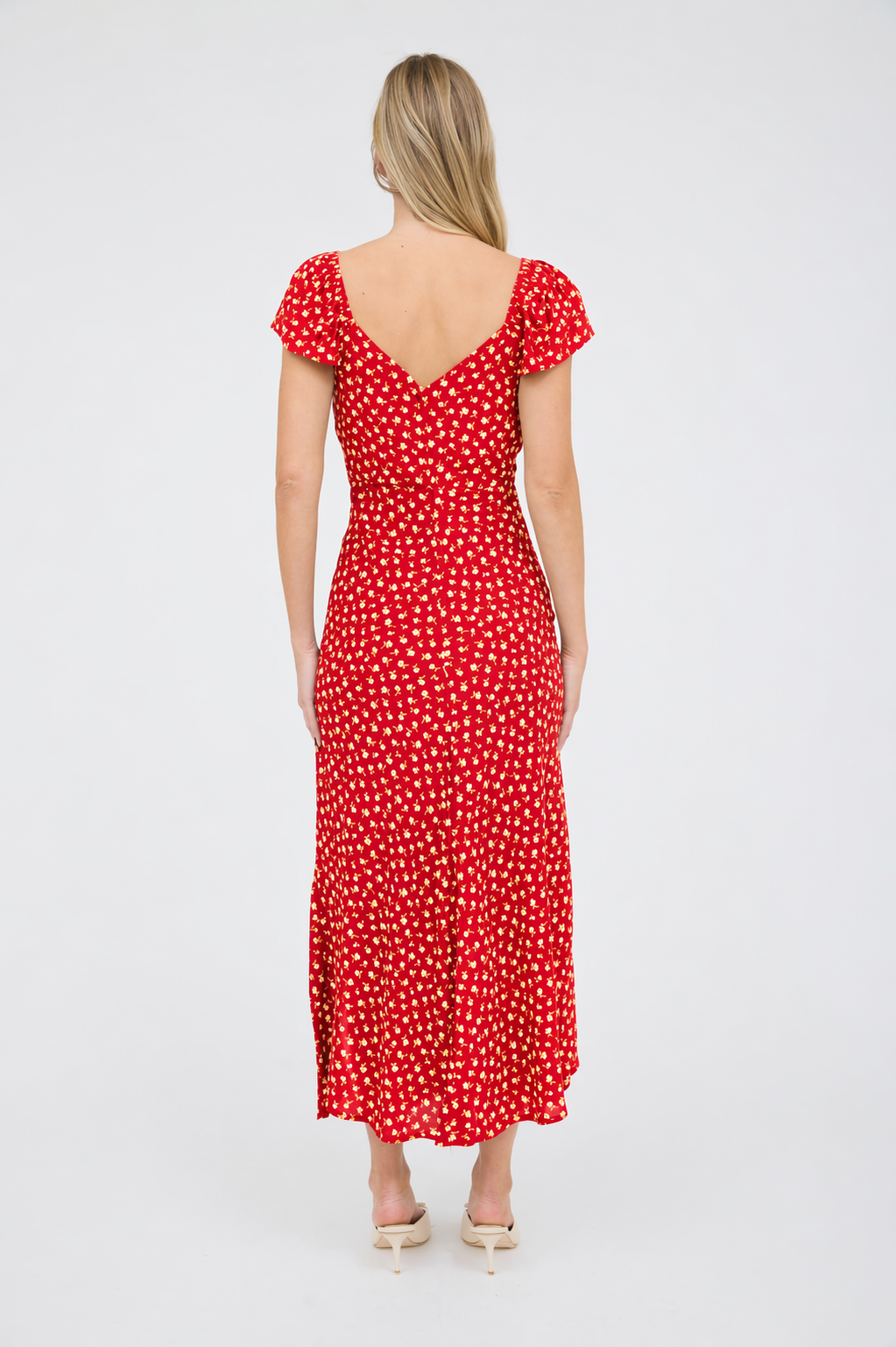Scarlet Bloom Midi Dress