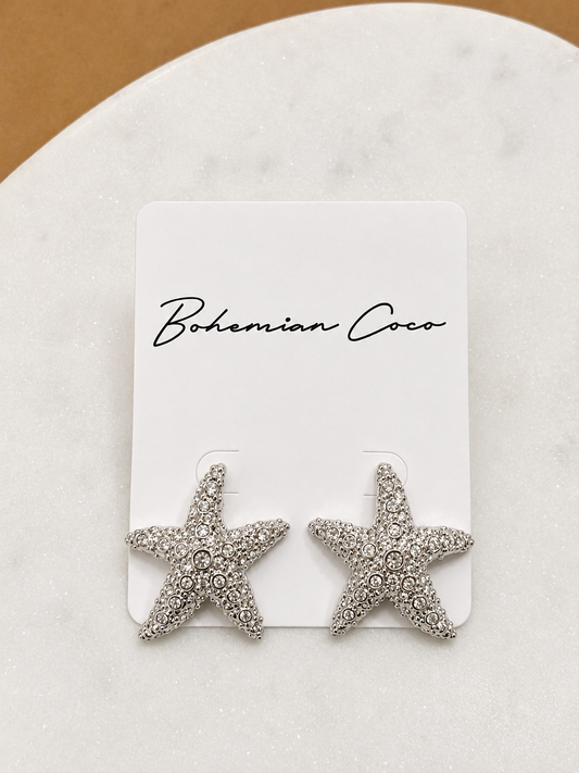 Silver Starfish Studs