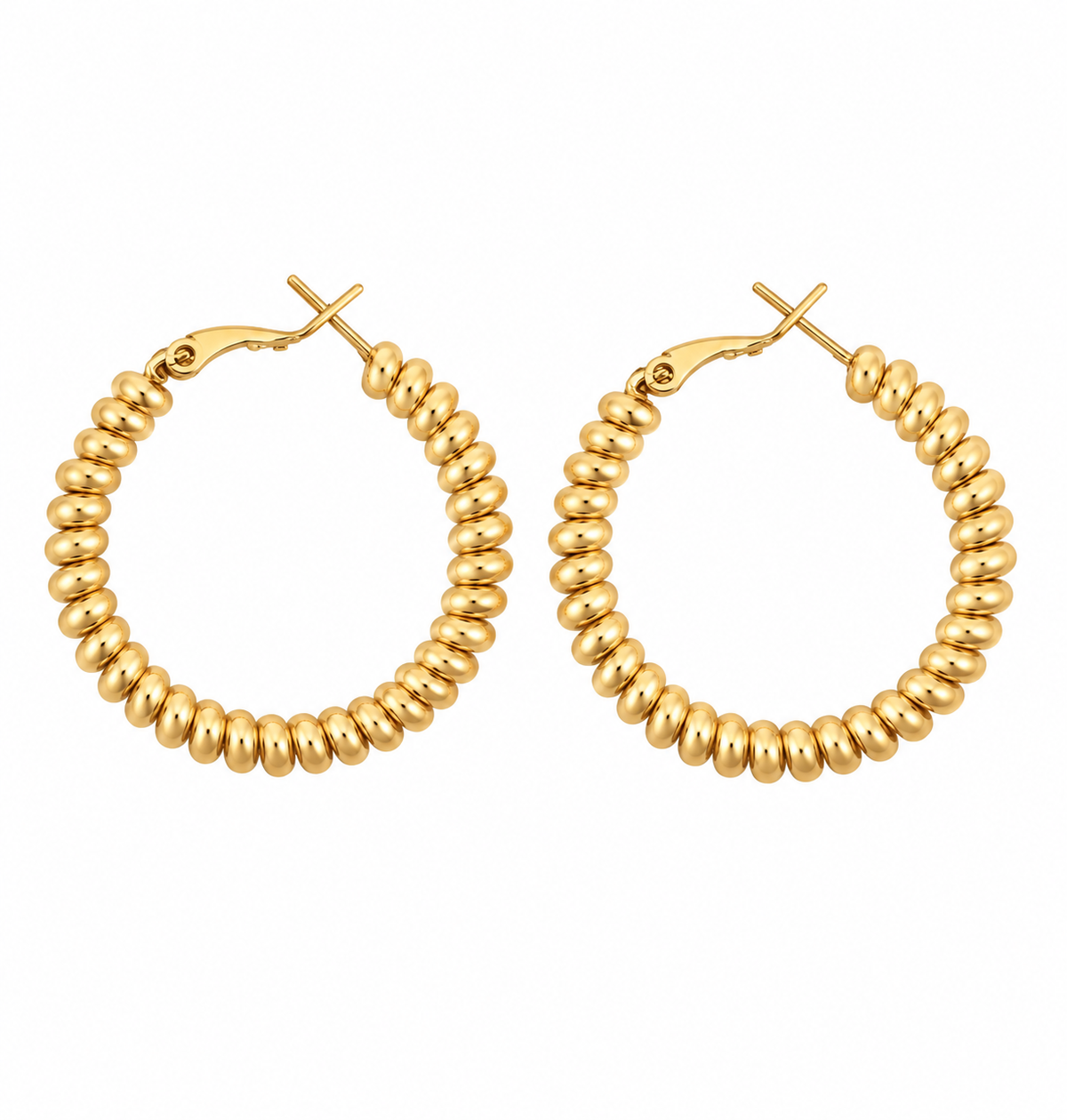 Ribbed Chunky Gold Hoops