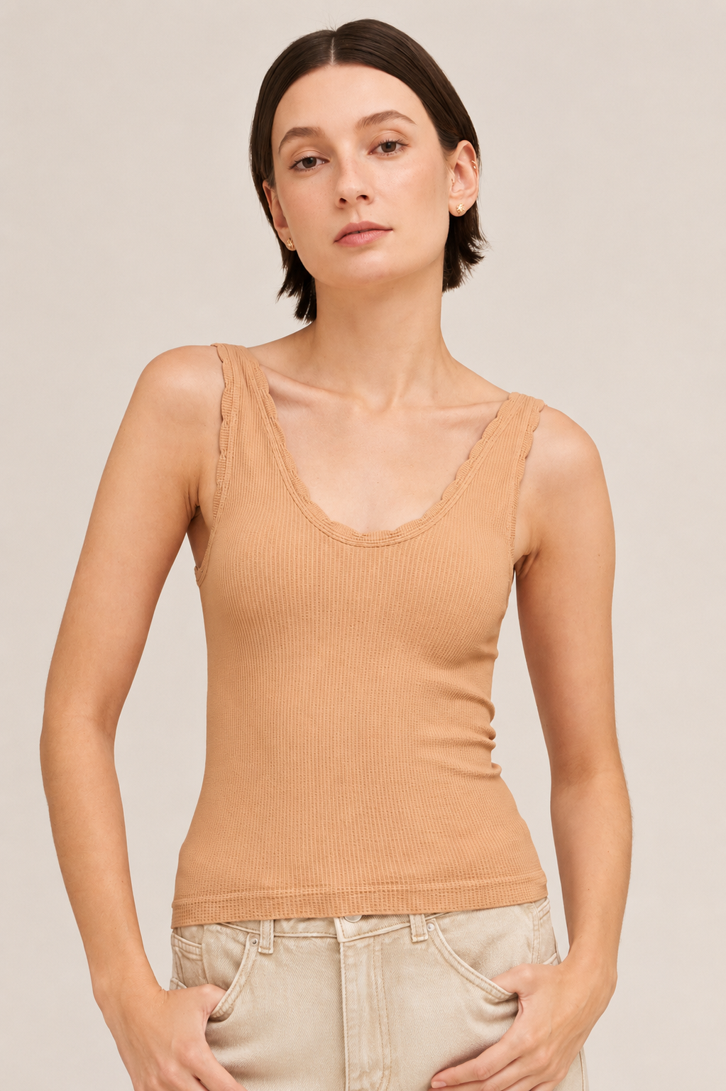 Reversible Scallop Edge Tank Top