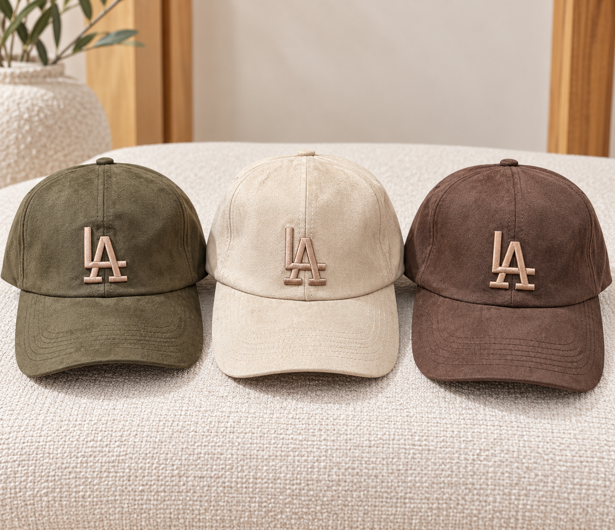 Suede LA Embroidered Baseball Cap