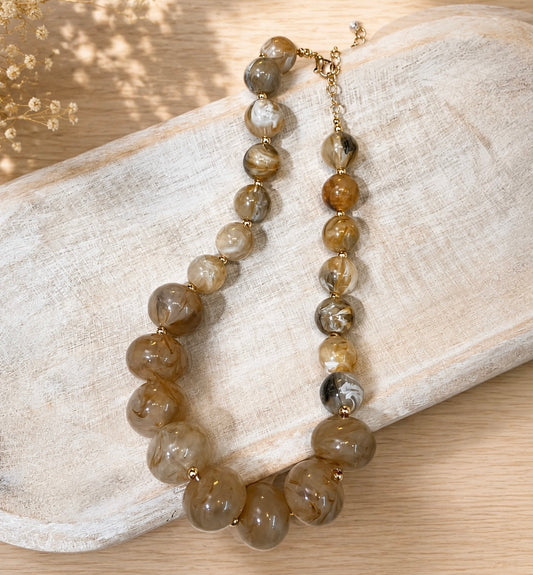 Marble Glow Beaded Necklace