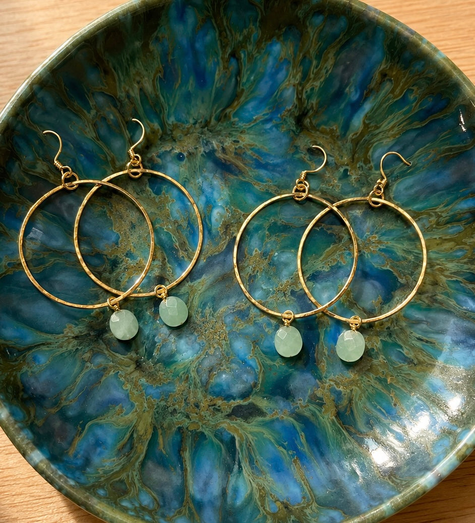 Jade Stone Hoop Earrings
