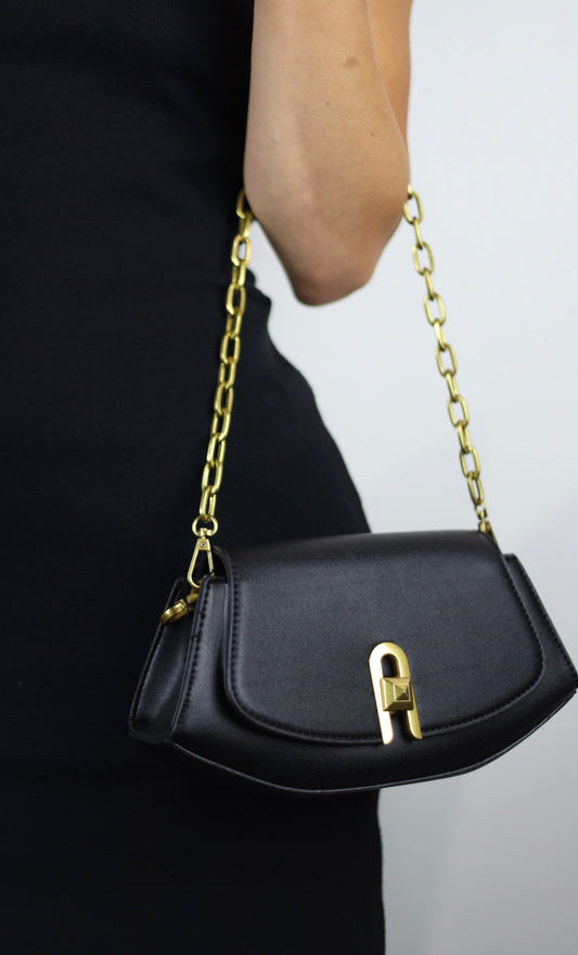 Hanna Faux Leather Chain Shoulder Bag