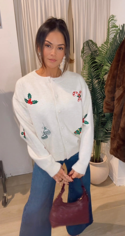 Merry Moments Cream Cardigan