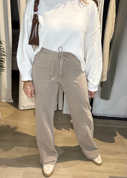 Knit Tie Cotton Cargo Pants