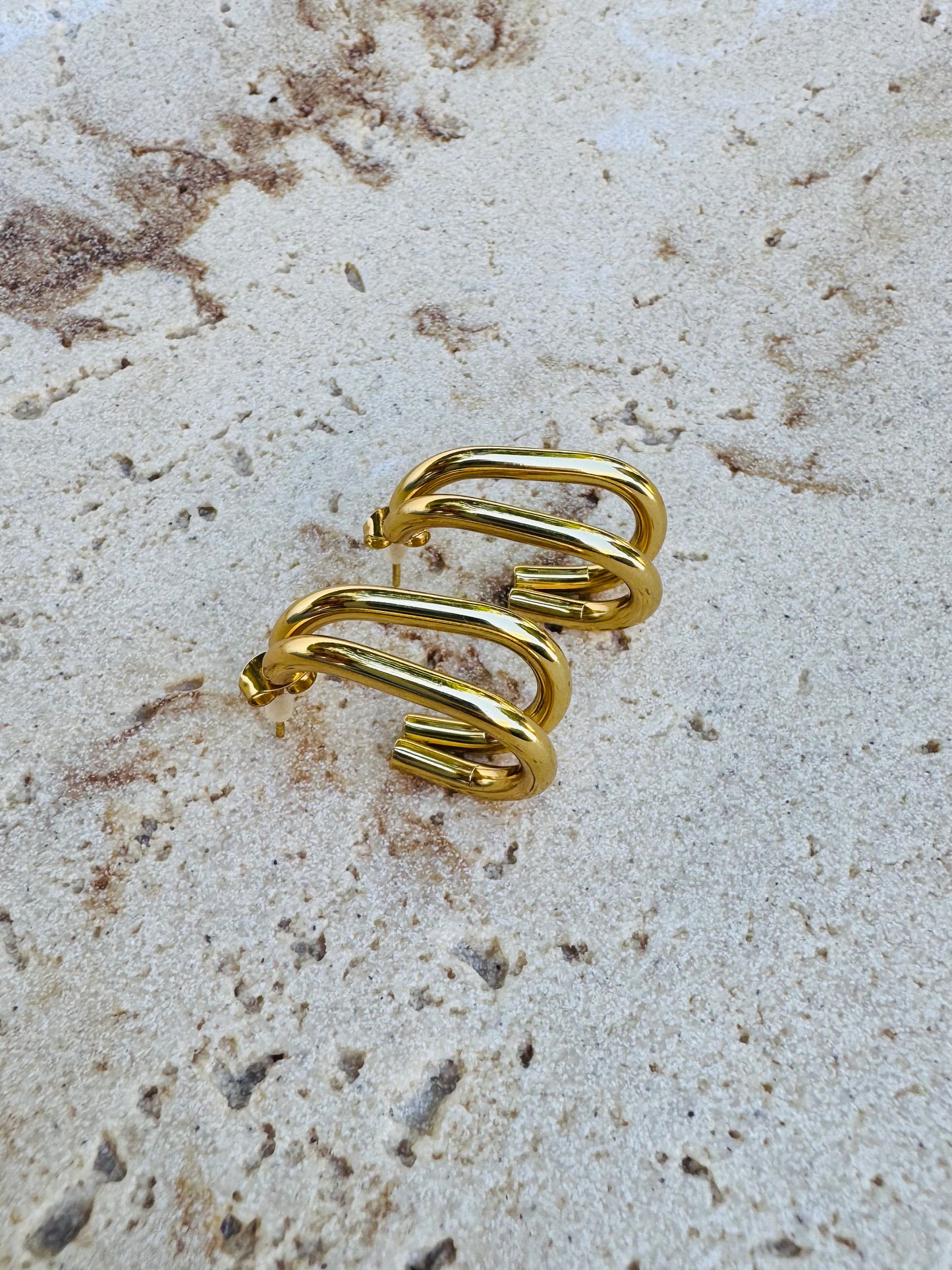 Double Up Stainless Steel Gold Drops