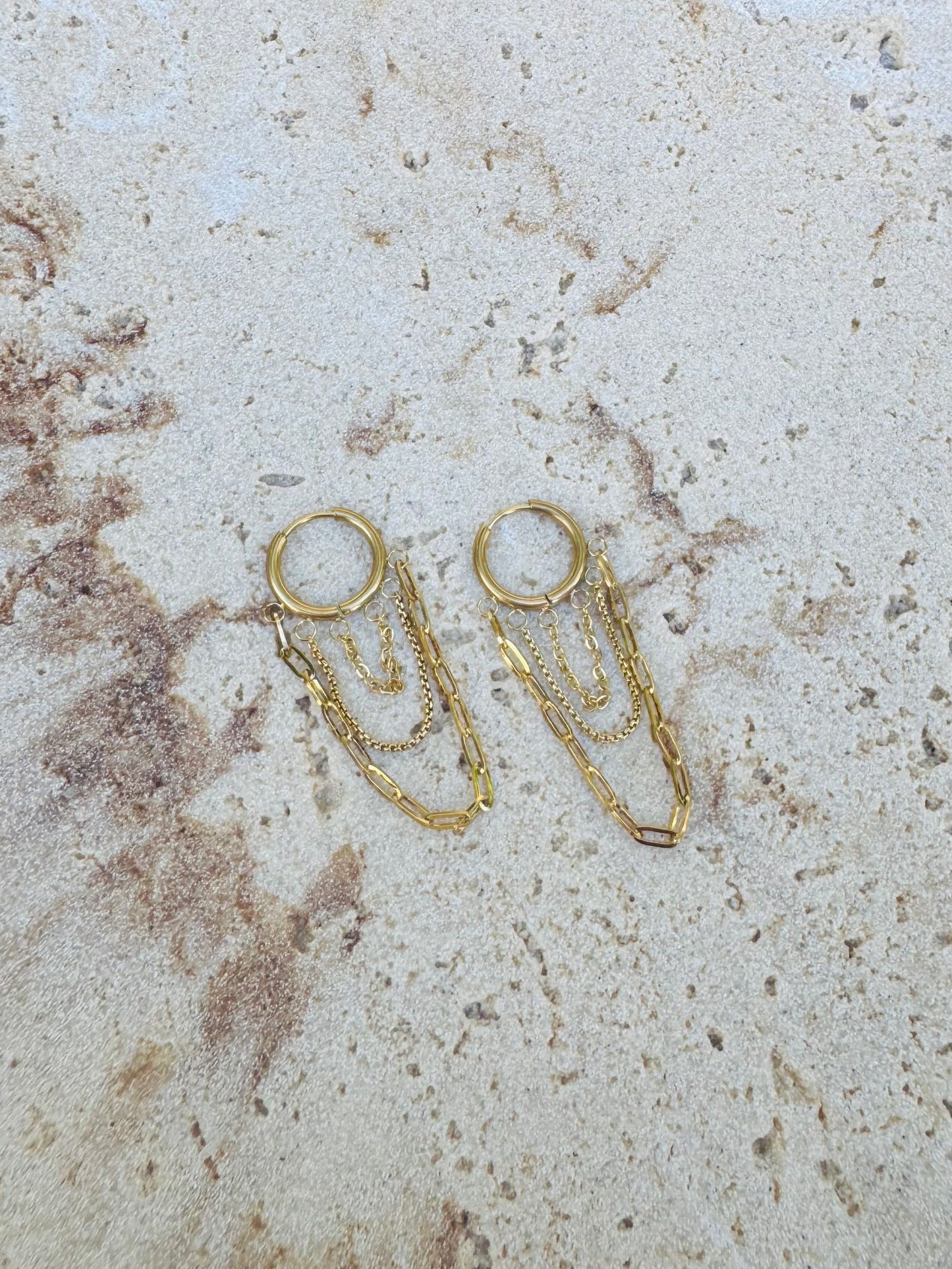 Sienna Glow Dangle Chain Hoops