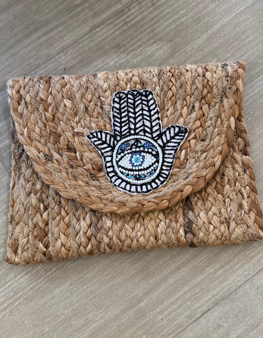Hamsa Straw Clutch