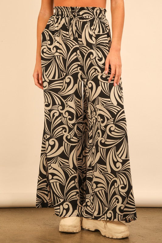Printed Wide Leg Long Pants