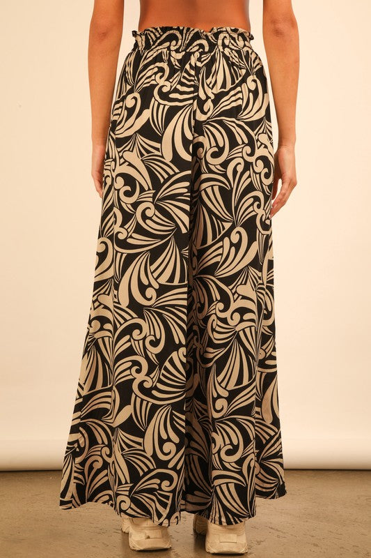 Printed Wide Leg Long Pants