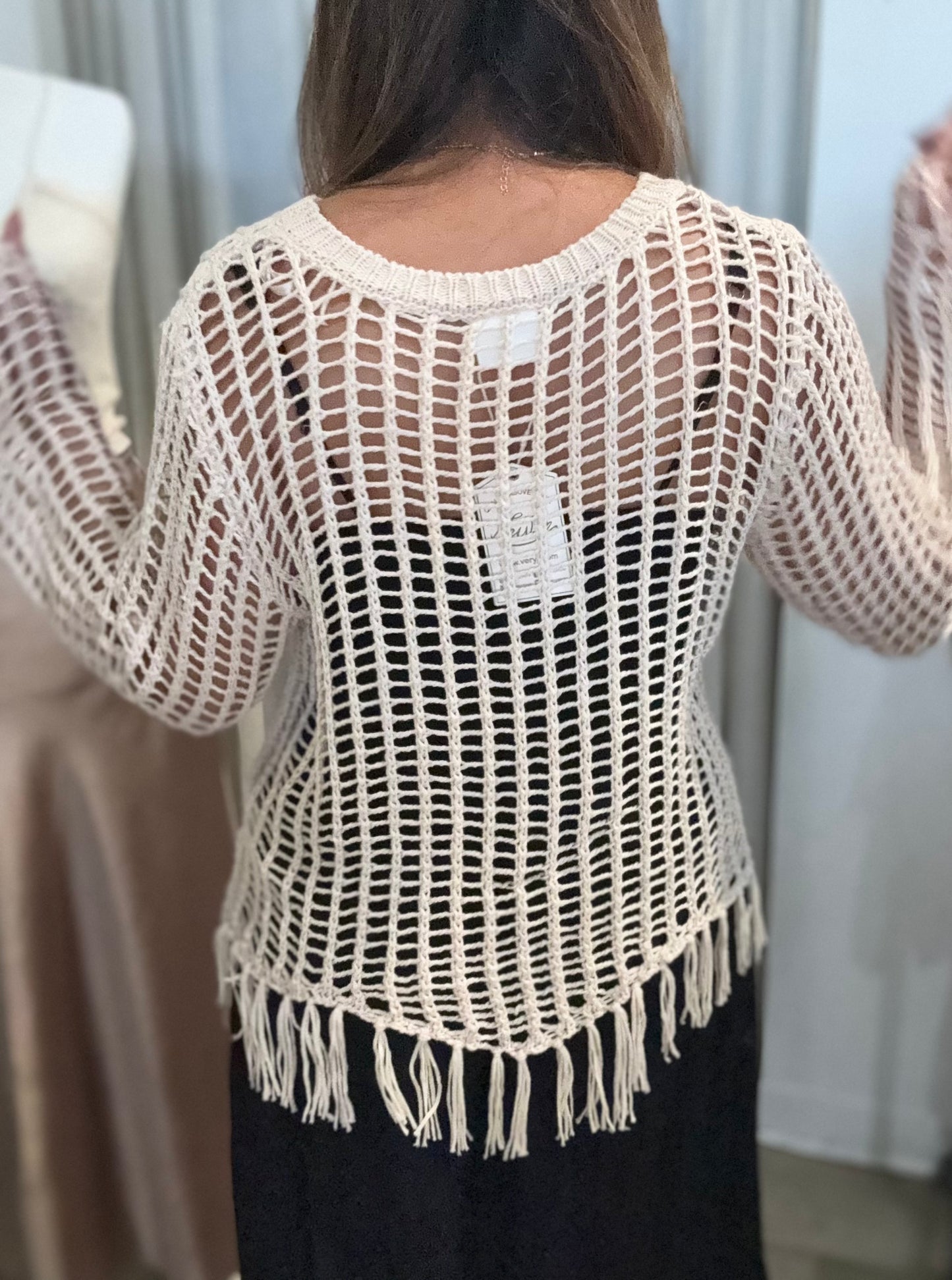 Desert Drape Fringe Knit Sweater
