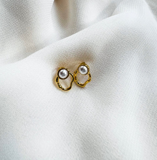 Abstract Pearl Earrings