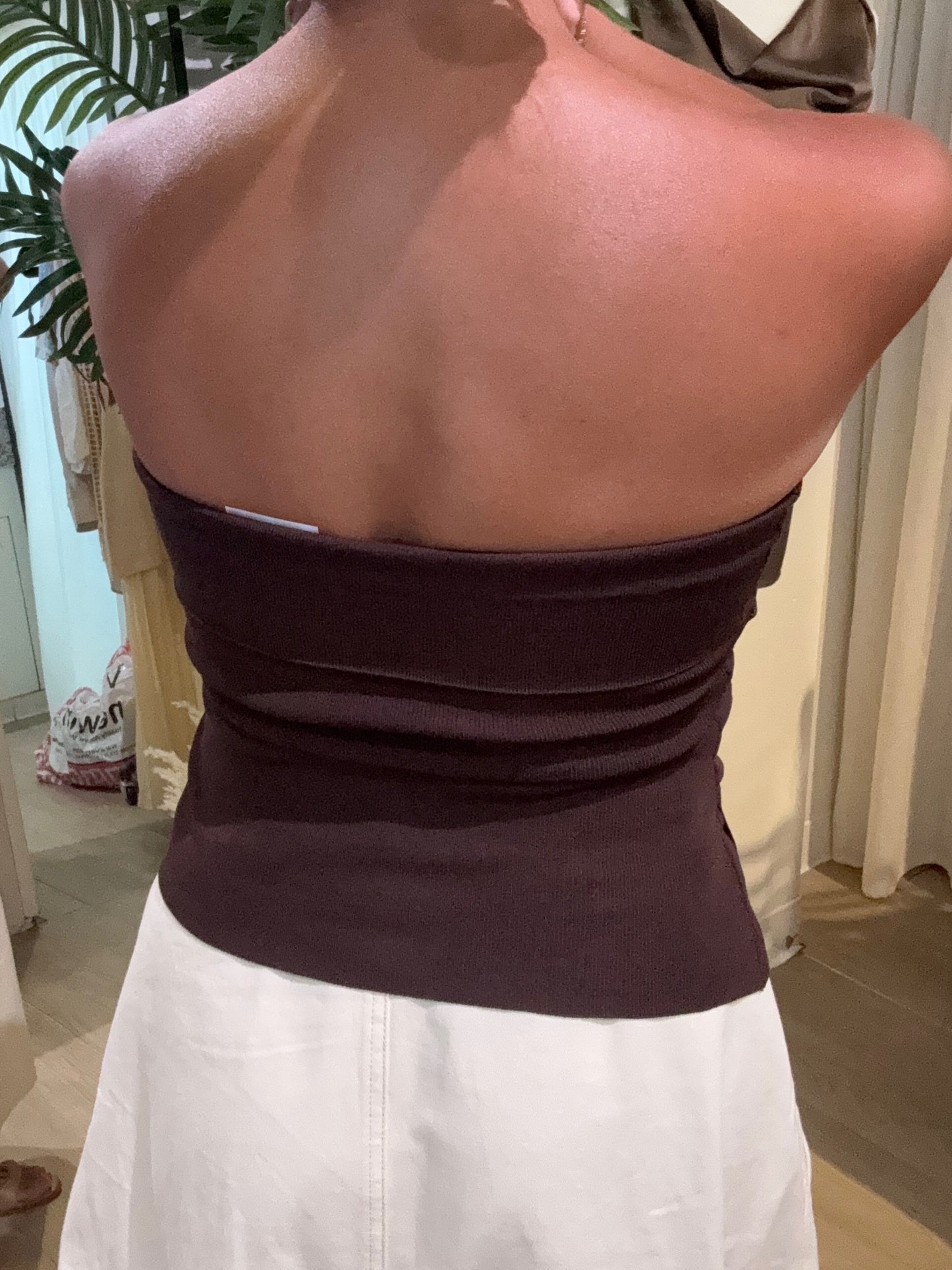 Cocoa Strapless Asymmetrical Tube Top