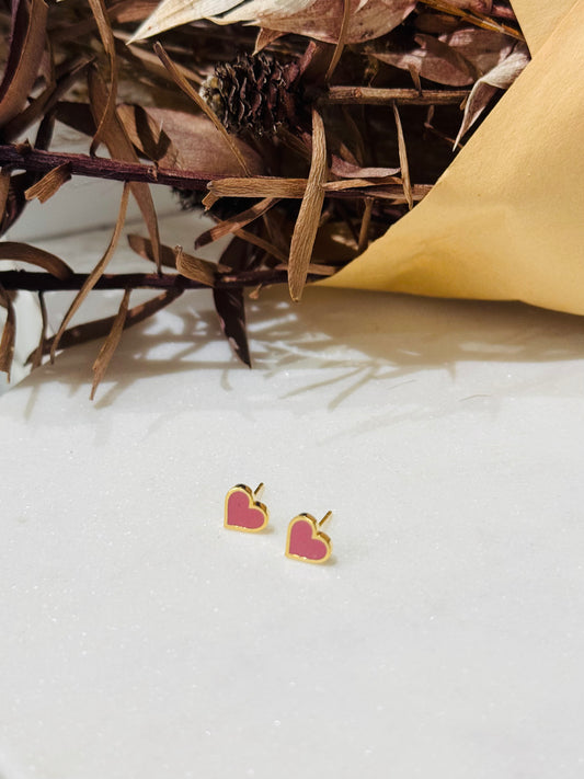 Pretty Pink Mini Heart Studs