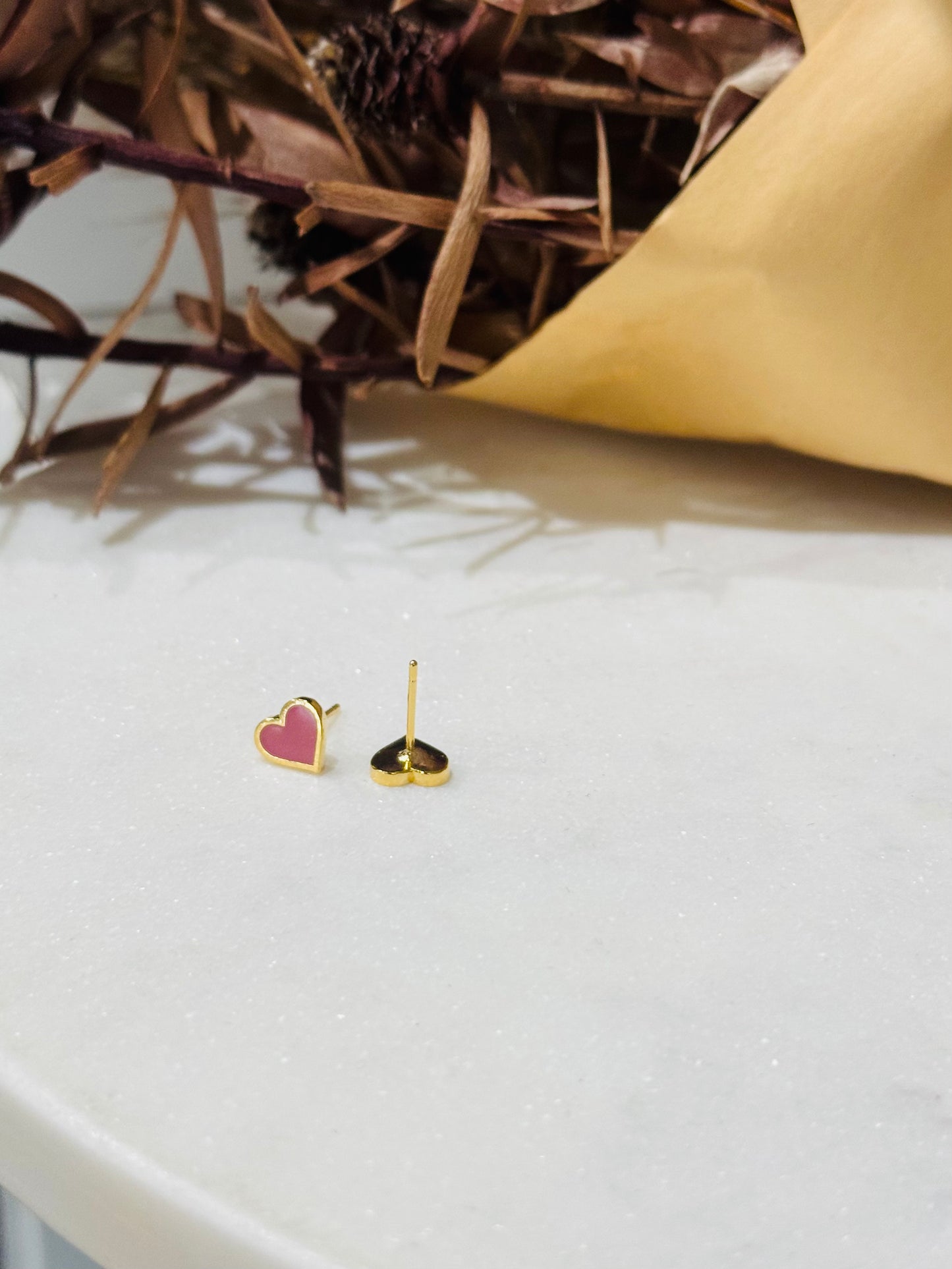 Pretty Pink Mini Heart Studs