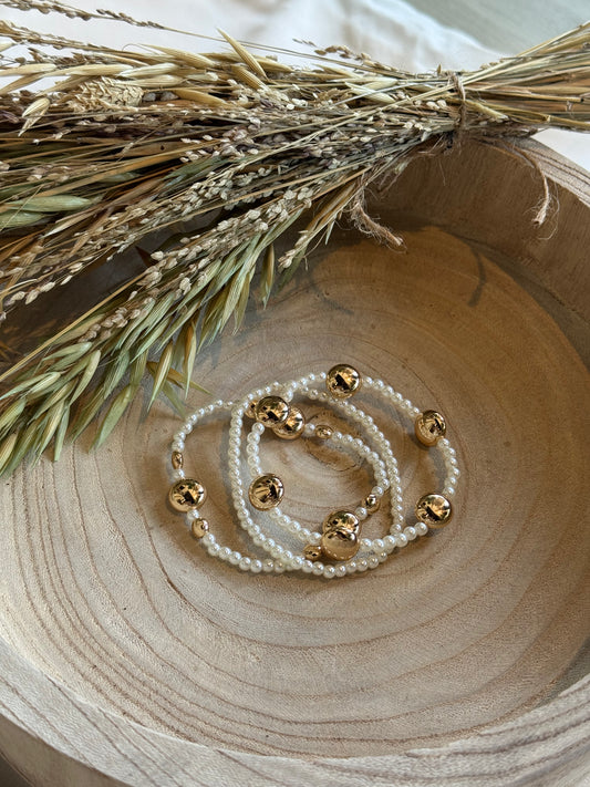Pearls and Gold Beaded Bracelets