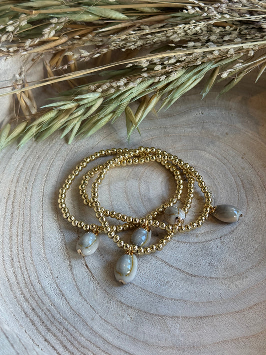 Coastal Beaded Bracelets with Seashell Charms