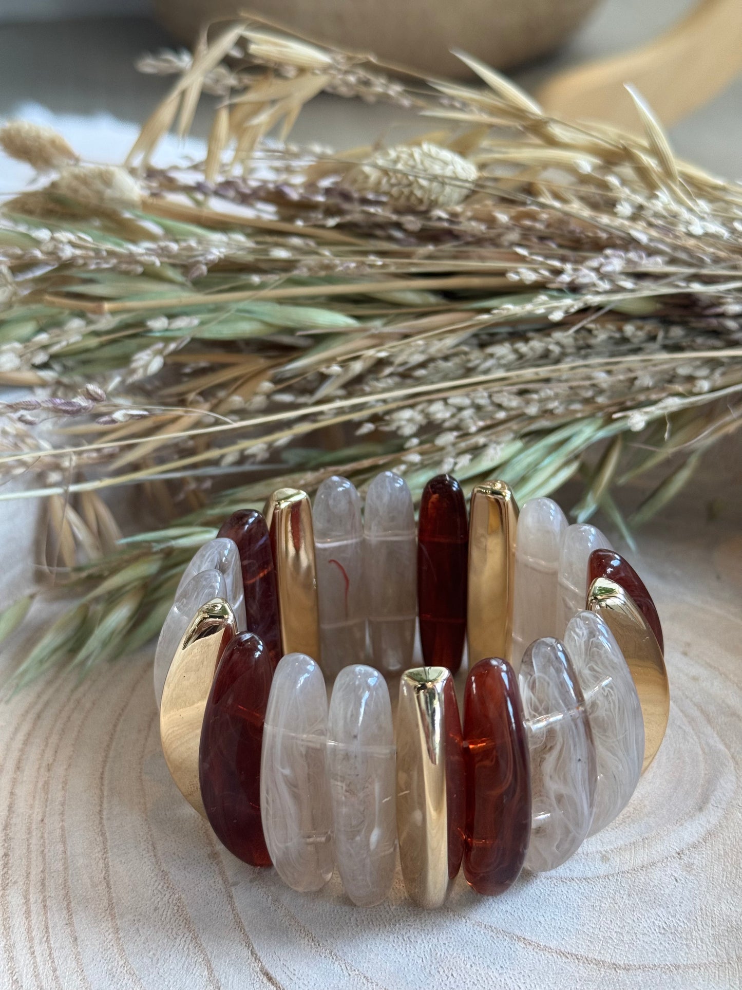 Stone Beaded Stretch Bracelet