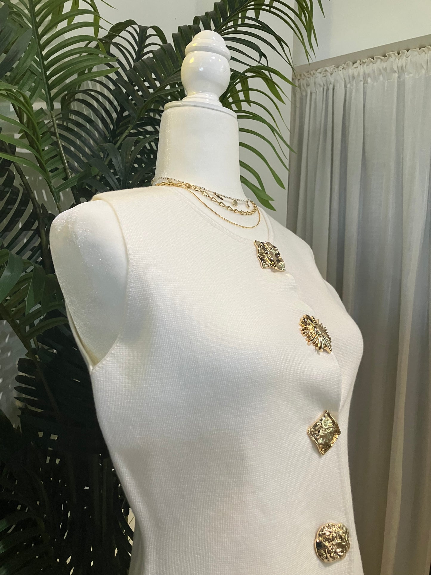Gold Button Sweater Tank Top Vest