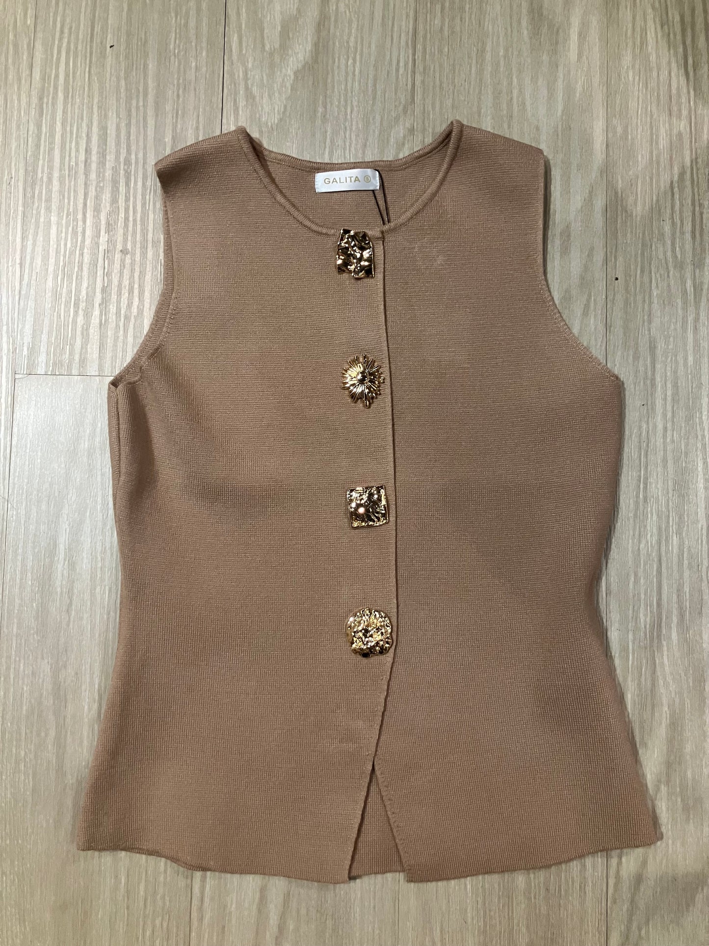 Gold Button Sweater Tank Top Vest