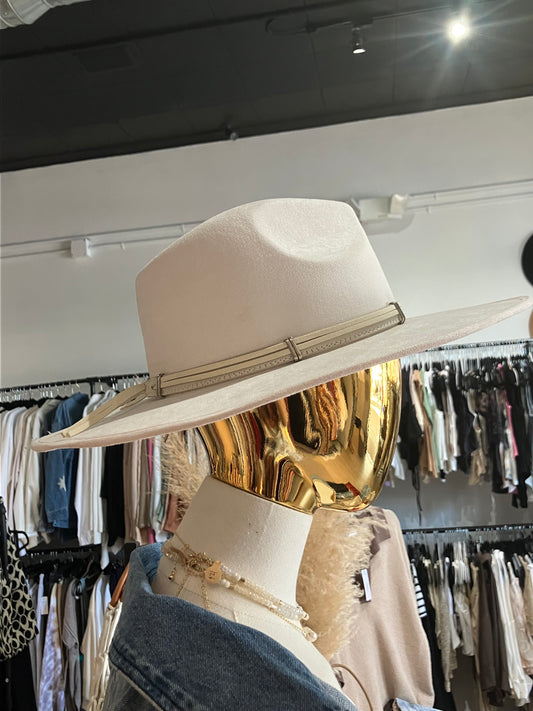 Wide Brim Belt Cowboy Hat