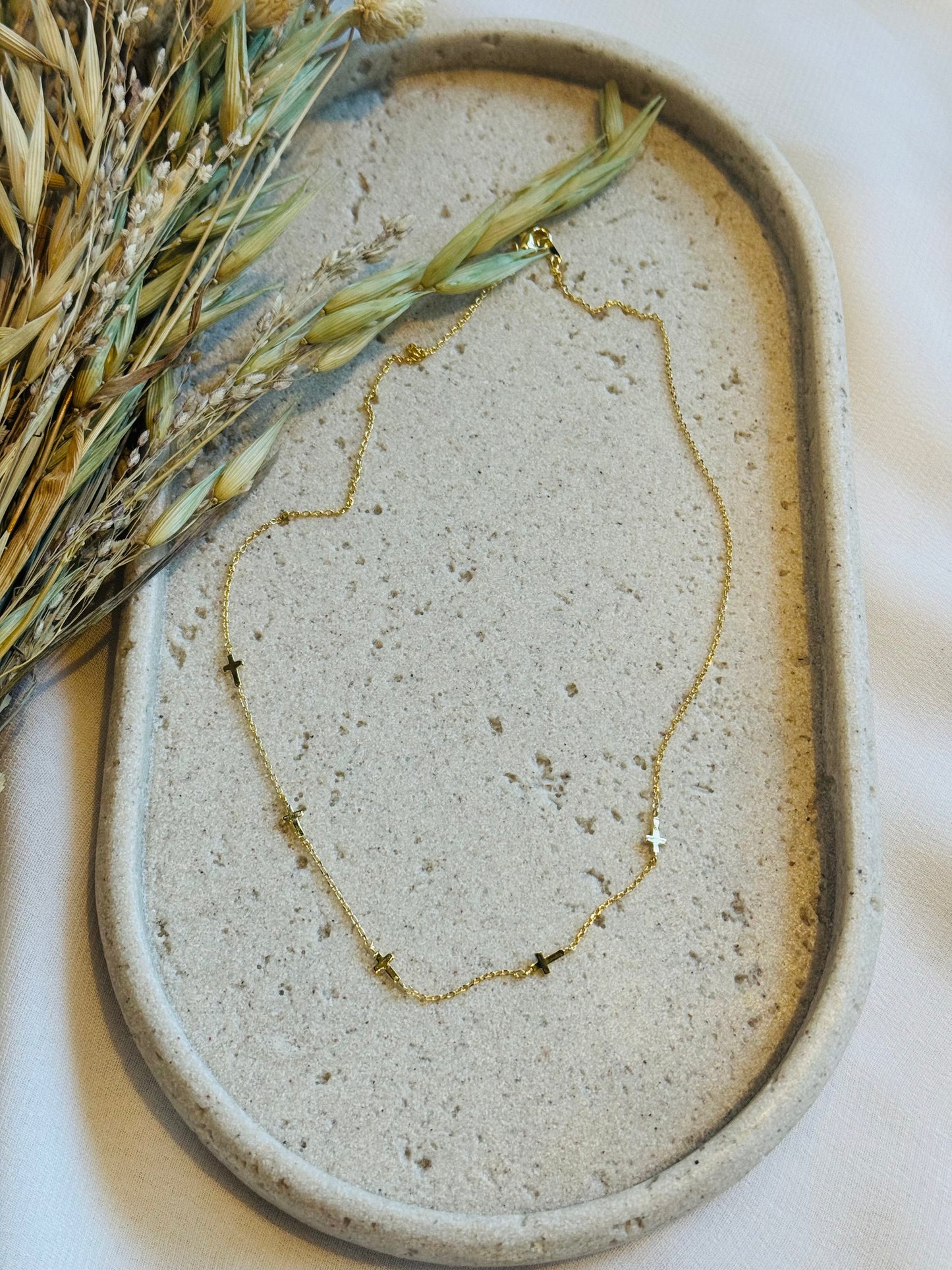 Gold Dipped Dainty Cross Necklace