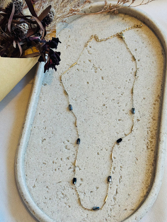 Dainty Dark Beaded Necklace