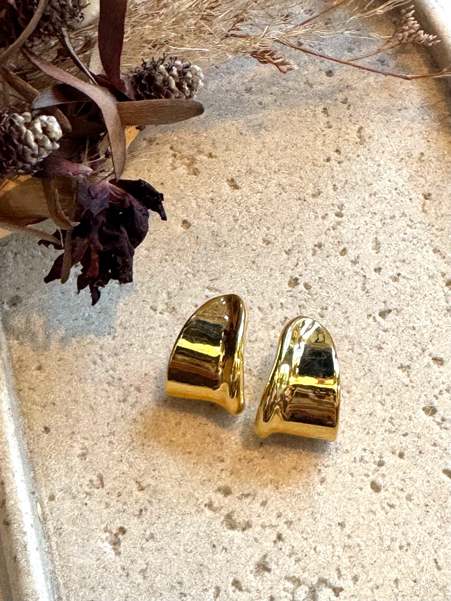 Large Half Hoop Gold Earrings