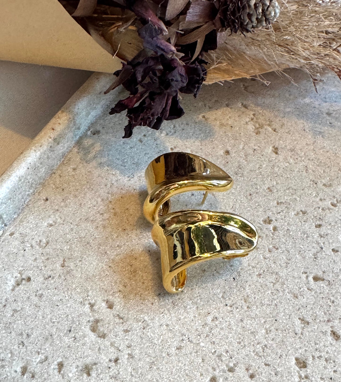 Large Half Hoop Gold Earrings