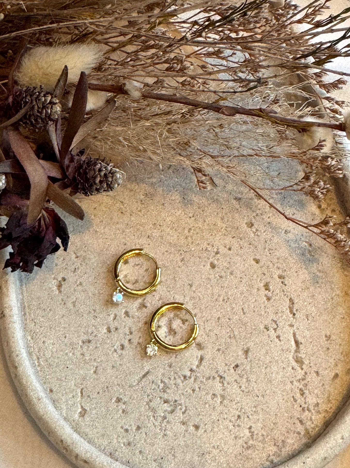 Small Dangle Jewel Hoops