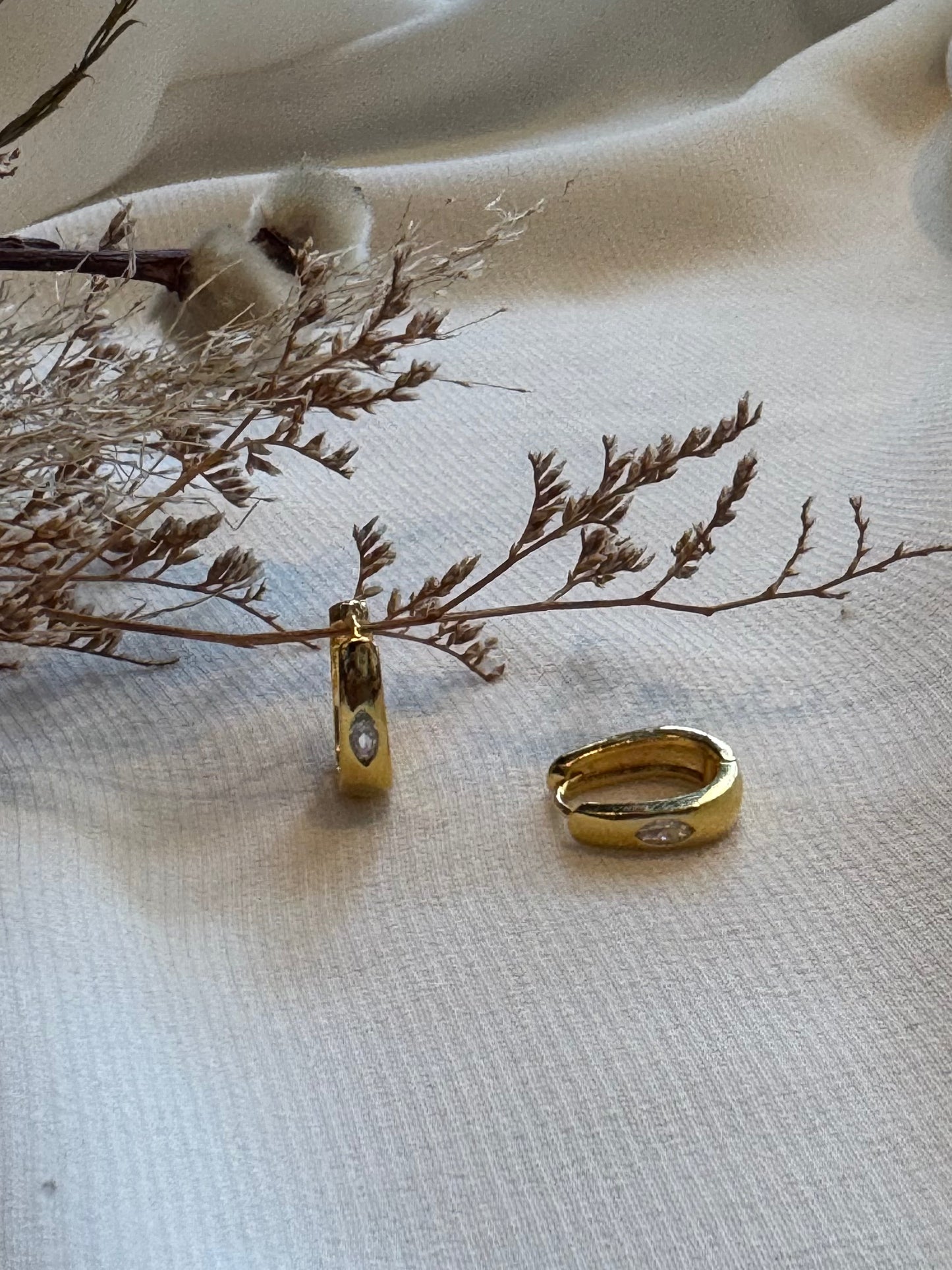 Oval Small Jewel Hoops