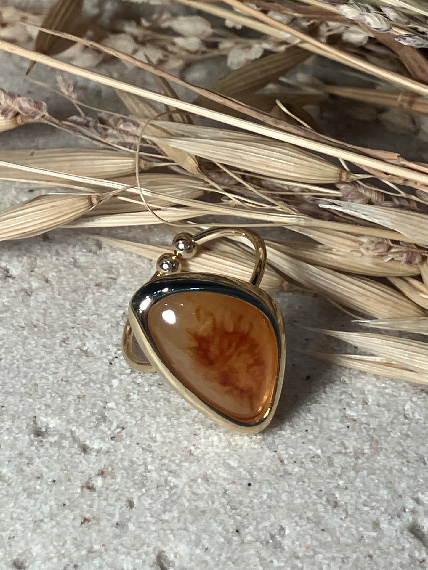 Amber Stone Adjustable Ring